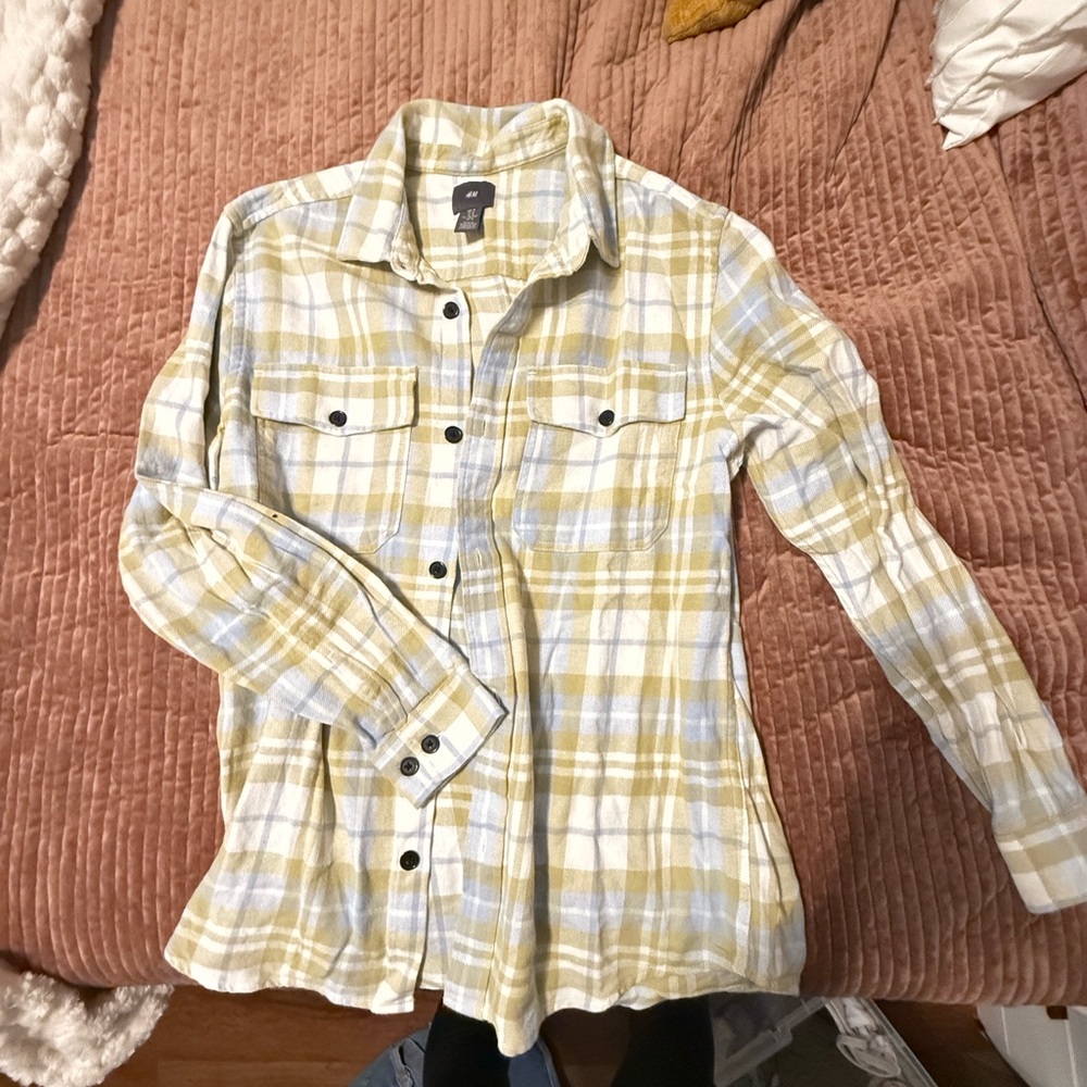 H&M Yellow and Blue Plaid Shirt